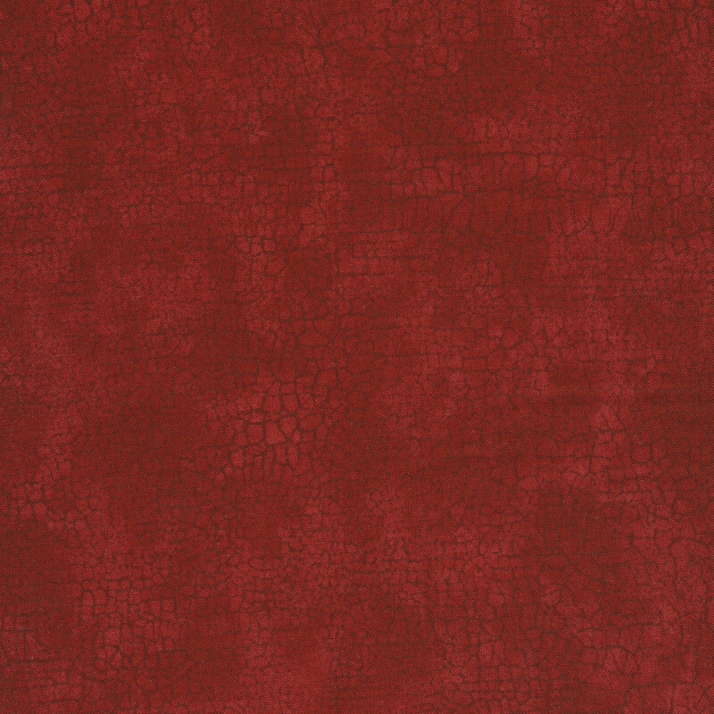 Mottled tonal cranberry red fabric features crackle texture design | Shabby Fabrics