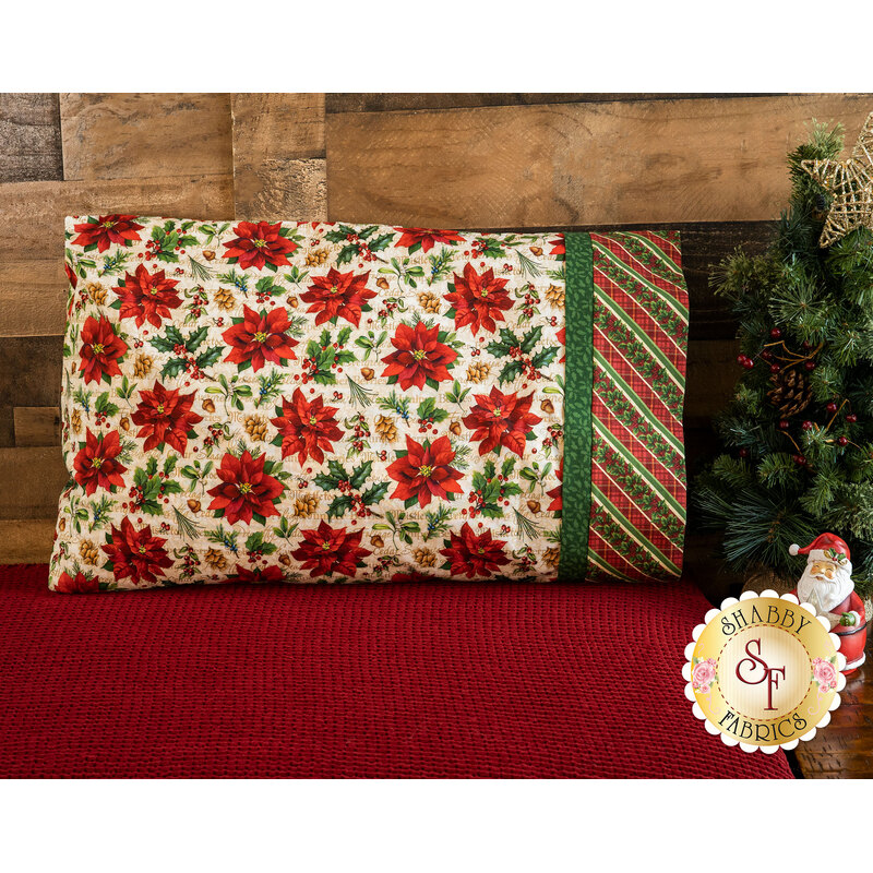 Magic Pillowcase Kit - Old Time Christmas - Cream Poinsettia