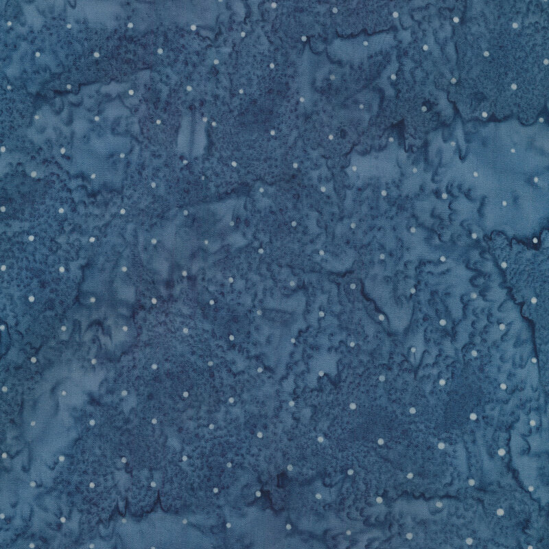 Blue marbled batik with small light blue dots