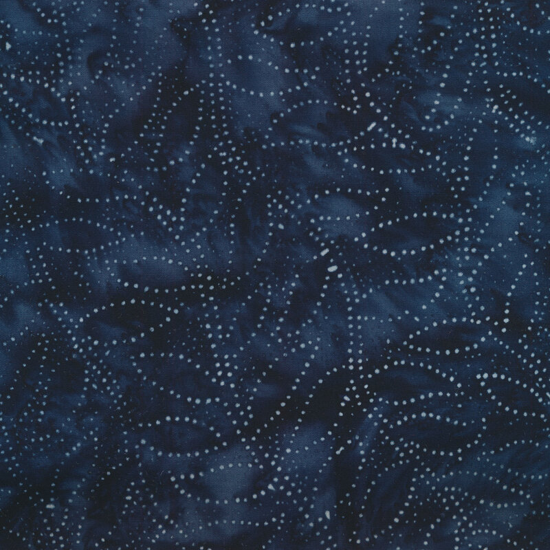 White leaves and vine dots on a blue marbled background