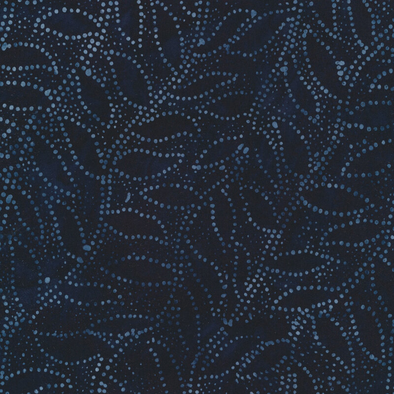 Light blue leaves and vine dots on a blue marbled background