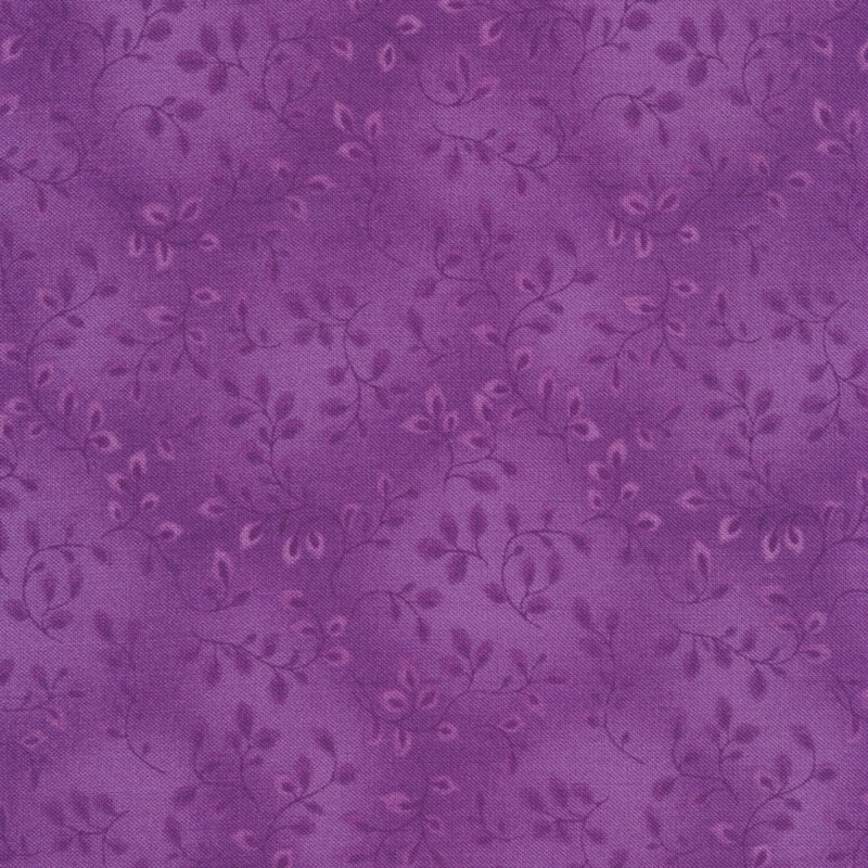 Mottled purple tonal fabric features tiny vines pattern | Shabby Fabrics