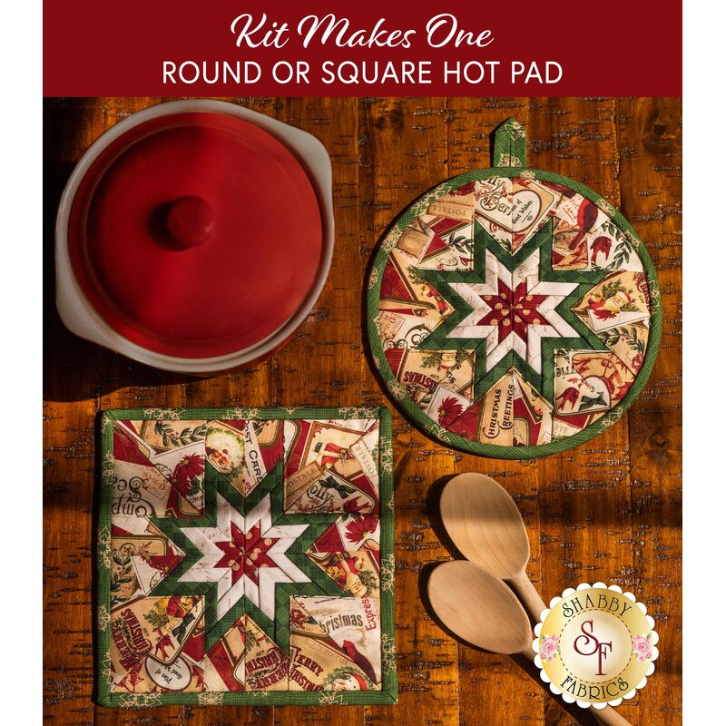 Folded Star Hot Pad Kit - Postcard Holiday - Round OR Square