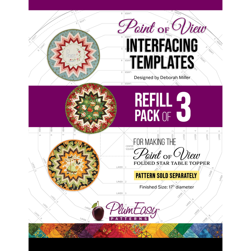 packaging for Point of View Interfacing Templates with three colorful round table toppers