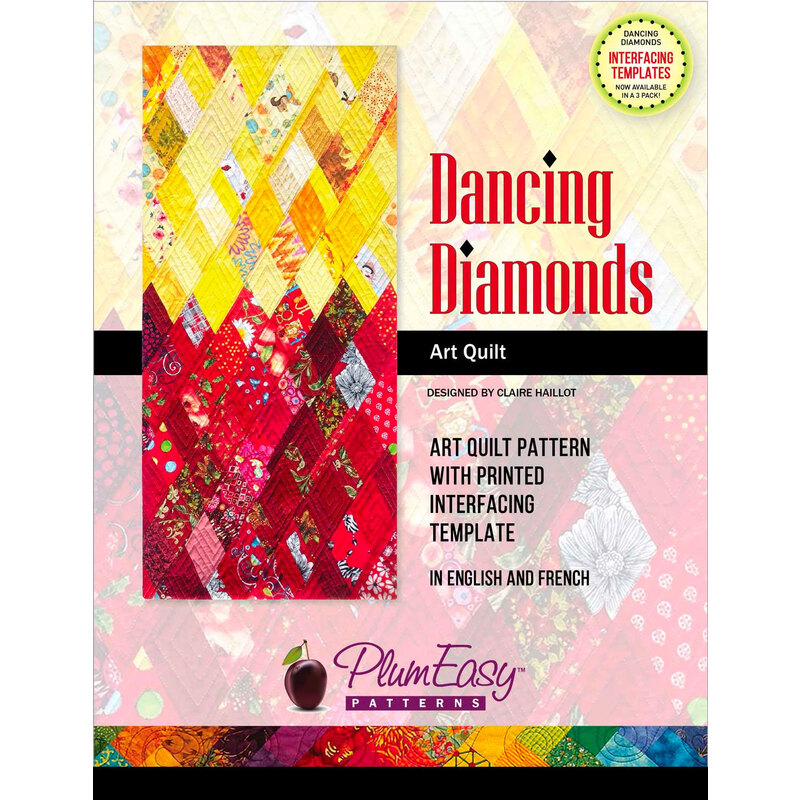 The front cover of the Dancing Diamonds Art Quilt Pattern showing the finished quilt.