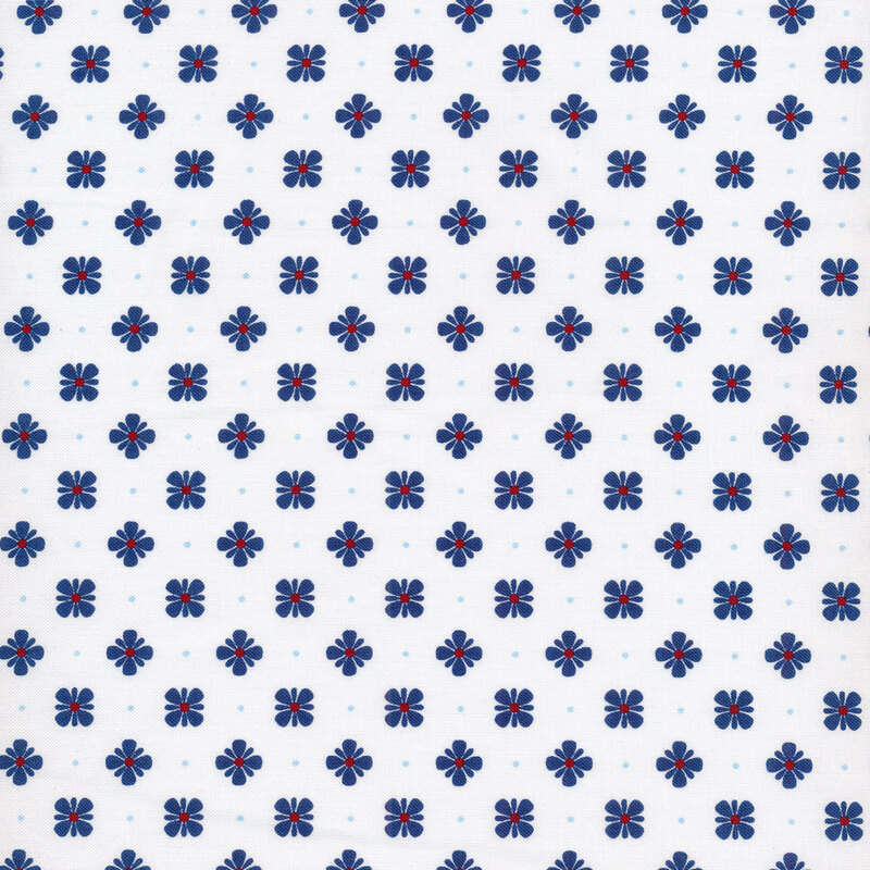 White and blue floral pattern fabric