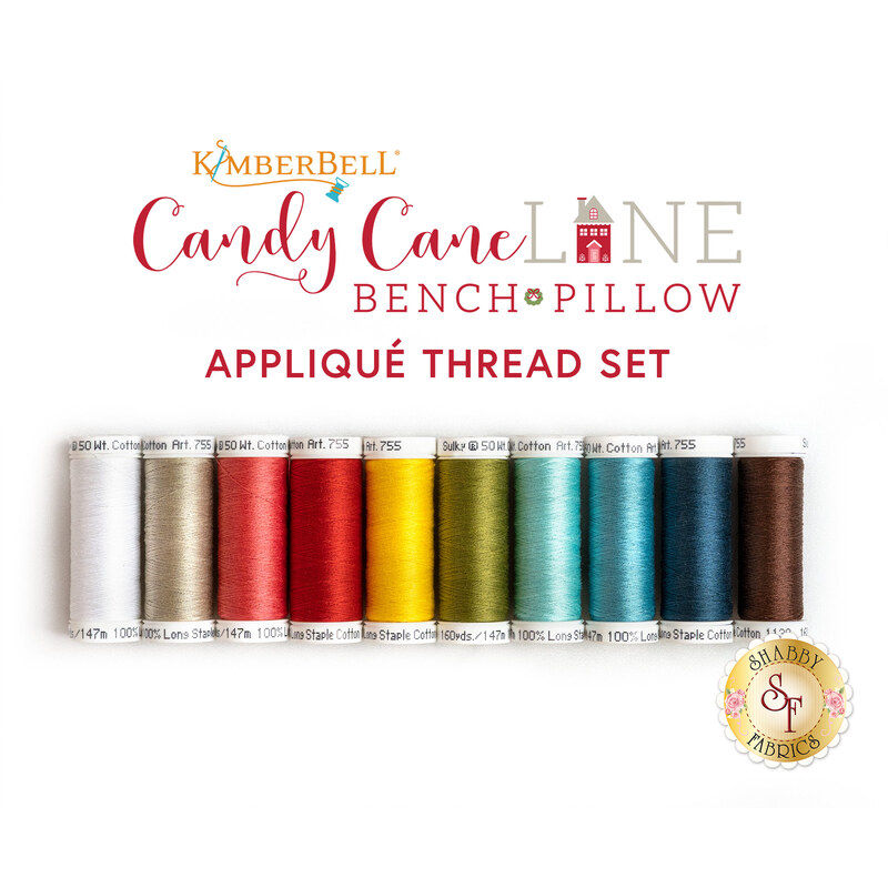 Candy Cane Lane Bench Pillow - 10pc Applique Thread Set - Sewing Version - RESERVE
