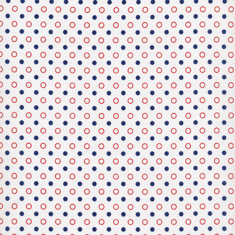Red white and blue polka dot fabric