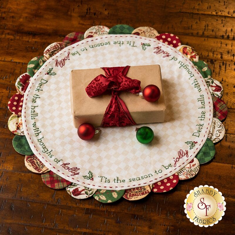 Scalloped Table Topper Kit - The Pledge of Allegiance displayed with a bowl of thread