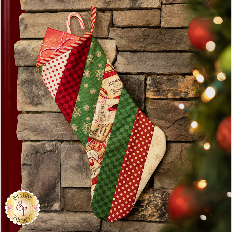 Quilt As You Go Holiday Stocking Kit - Postcard Holiday