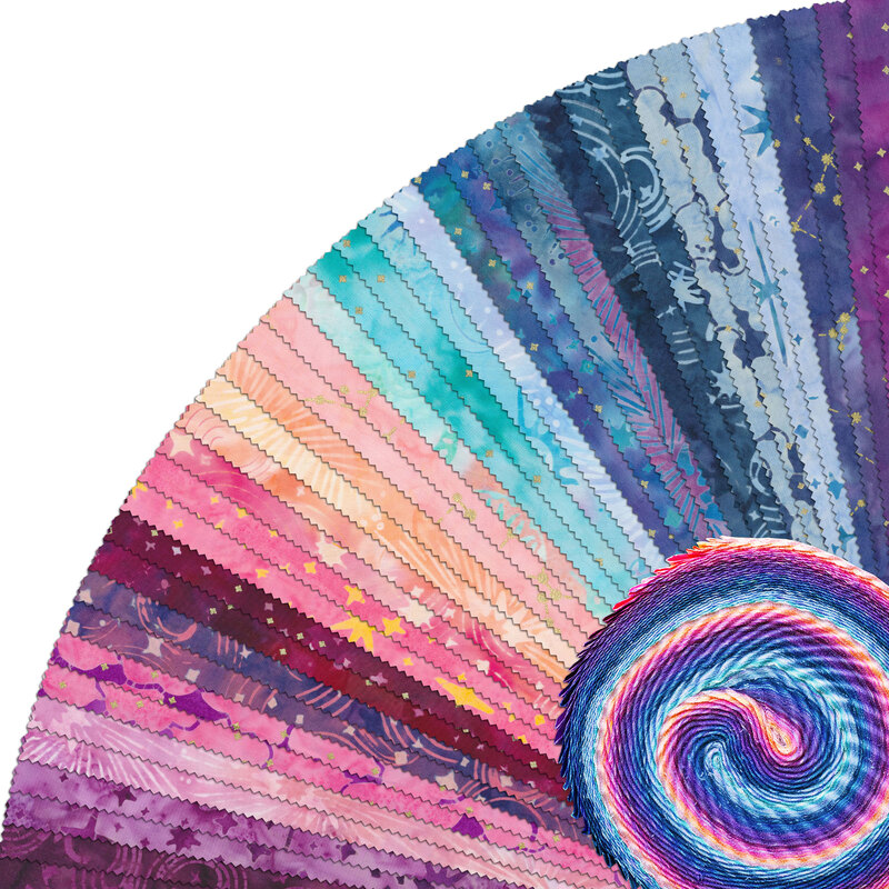 A collage of fabrics from the Dusk to Dawn Batiks 2 1/2