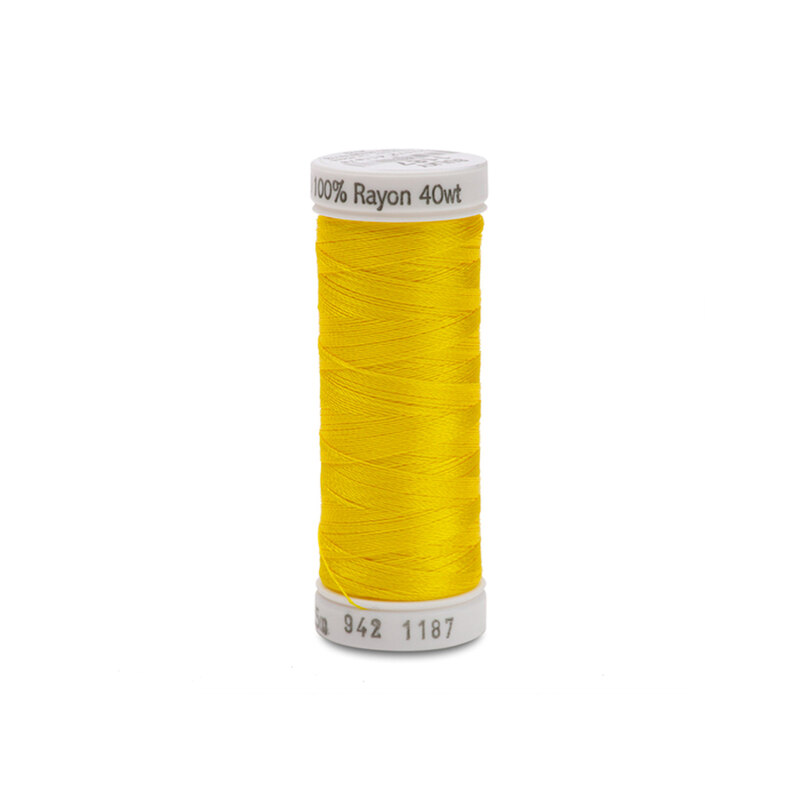 A spool of Sulky 40wt Rayon Thread - #1187 Mimosa Yellow