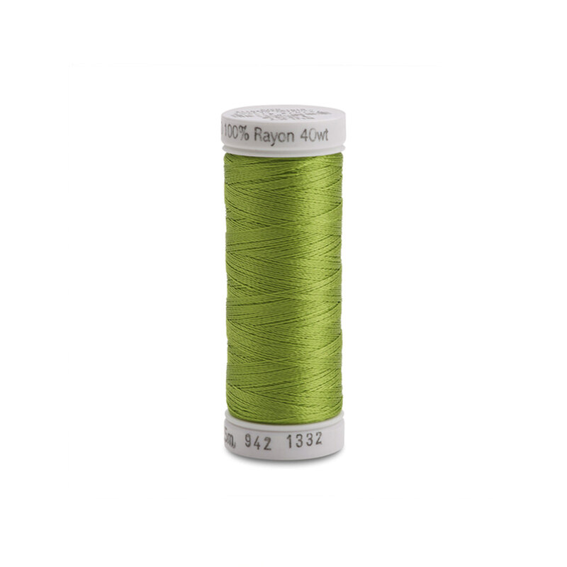 A spool of Sulky 40wt Rayon Thread - #1332 Deep Chartreuse