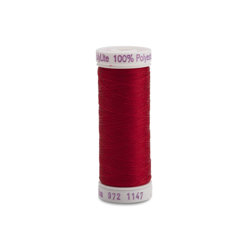 A spool of Sulky PolyLite Christmas Red Thread