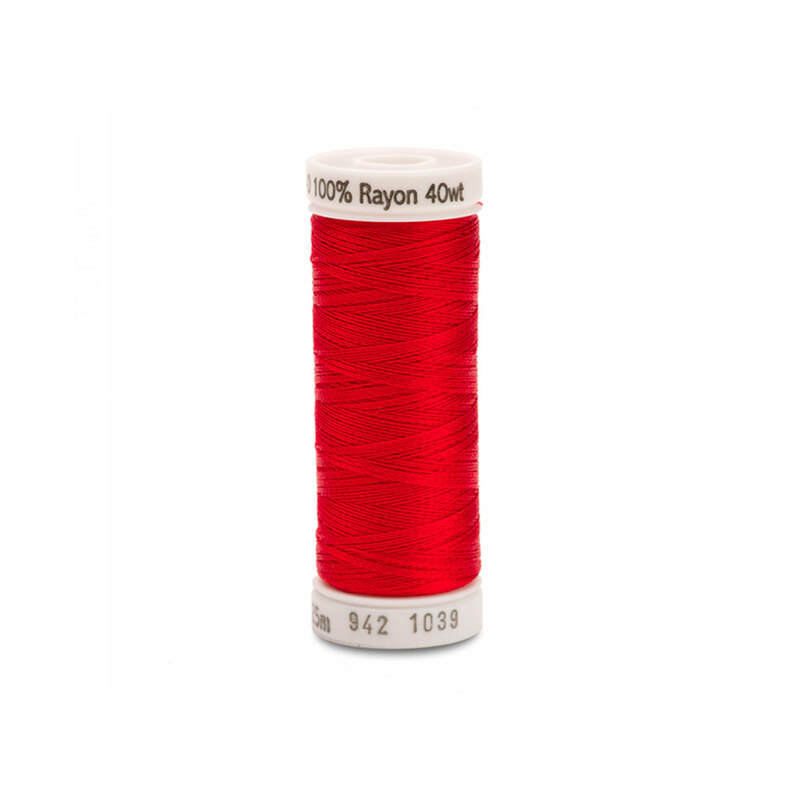 Spool of True Red 40 wt Sulky Rayon thread