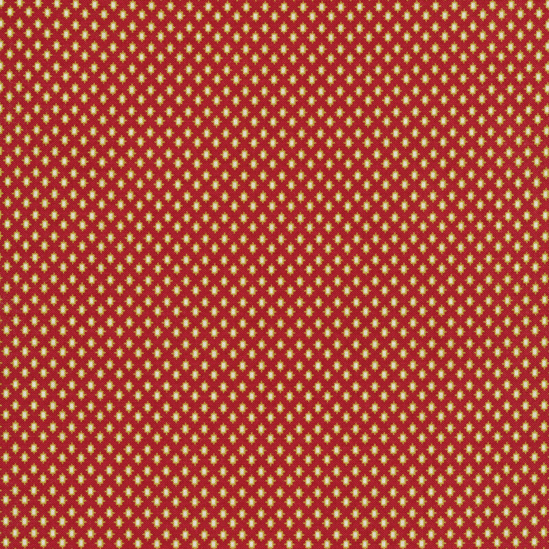 White and gold shirting pattern on a crimson background