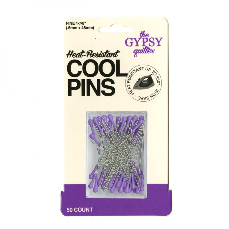 A pack of 50 purple heat resistant sewing pins by The Gypsy Quilter