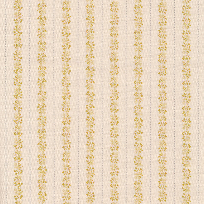 Off white beige fabric with floral striped design