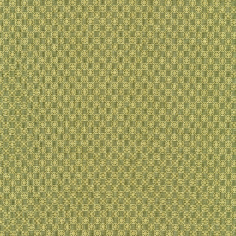 Moss green fabric with light green geometric design