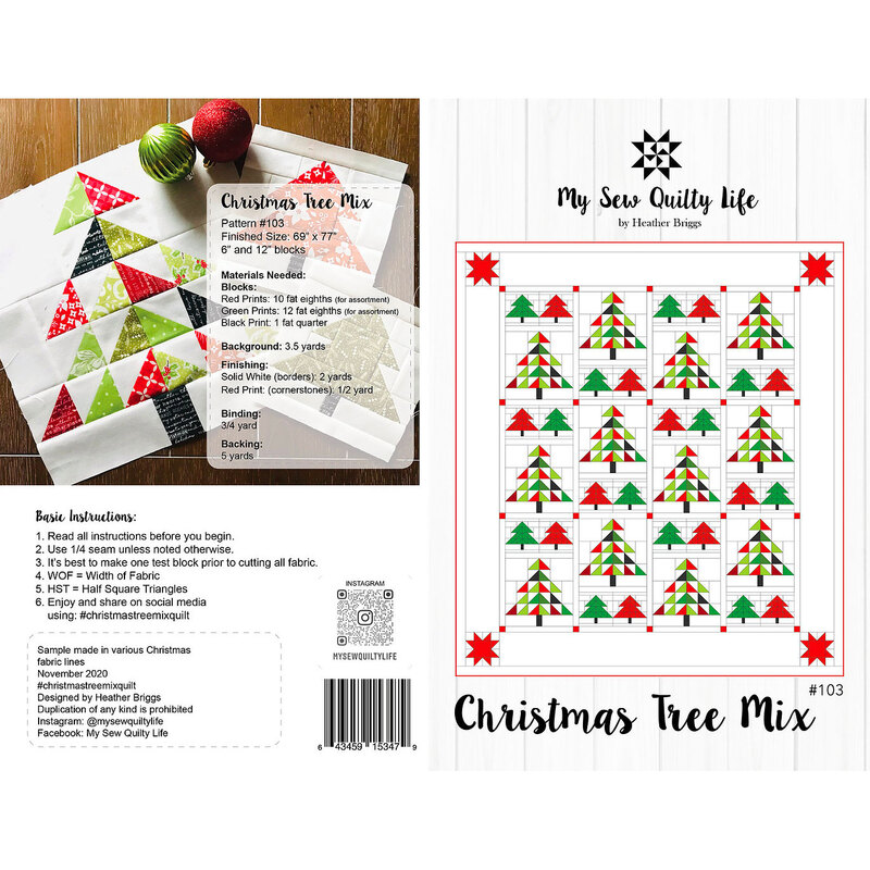 The front and back pages of the Christmas Tree Mix pattern booklet