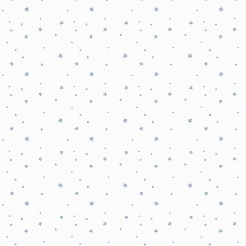 An off white fabric with light dusk blue stars all over