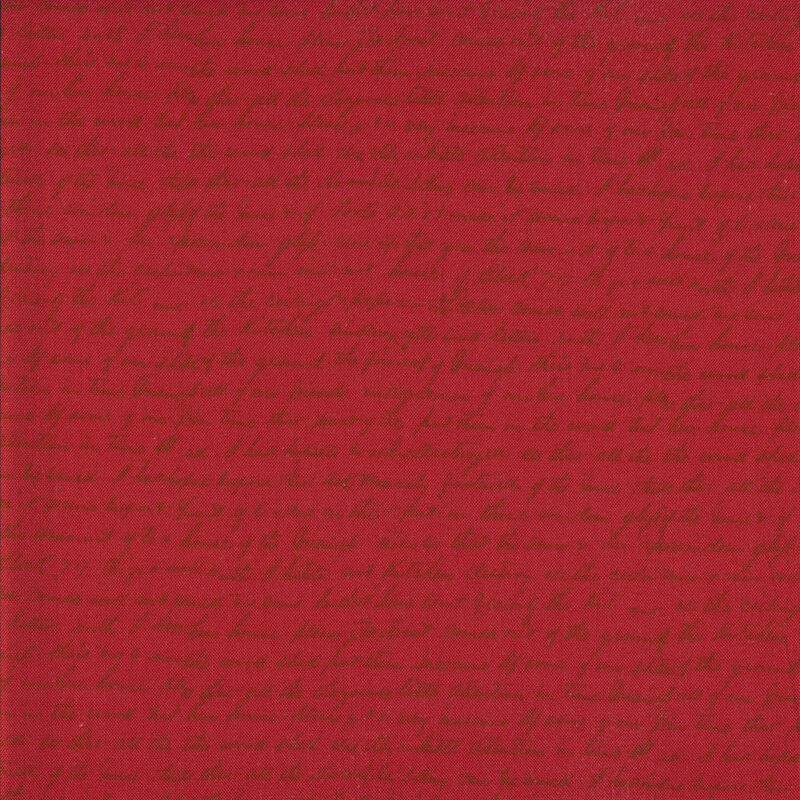 Tonal phrases on a red cotton fabric background