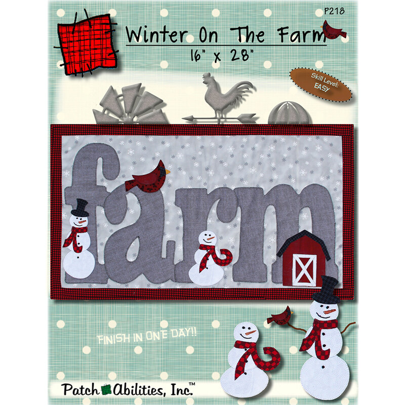 Winter on the Farm pattern package with snowmen and a barn