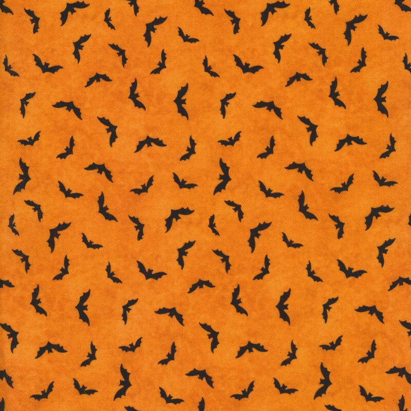 Orange mottled fabric with black bats