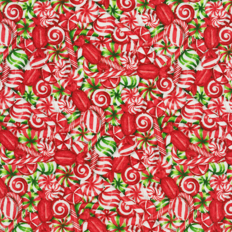 Red and green peppermint candy in retro style