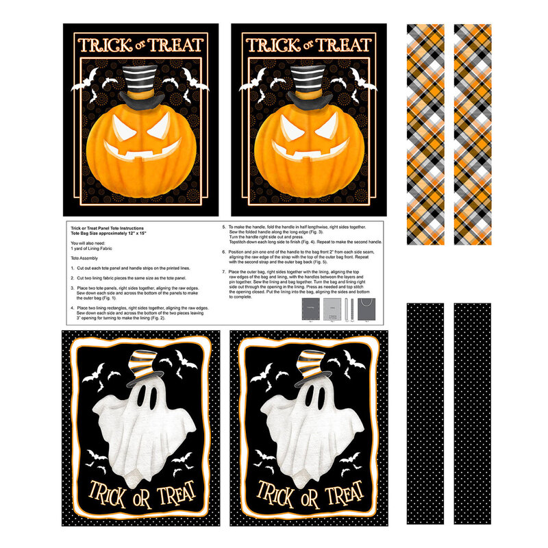 A Halloween panel with two trick-or-treat bag instructions