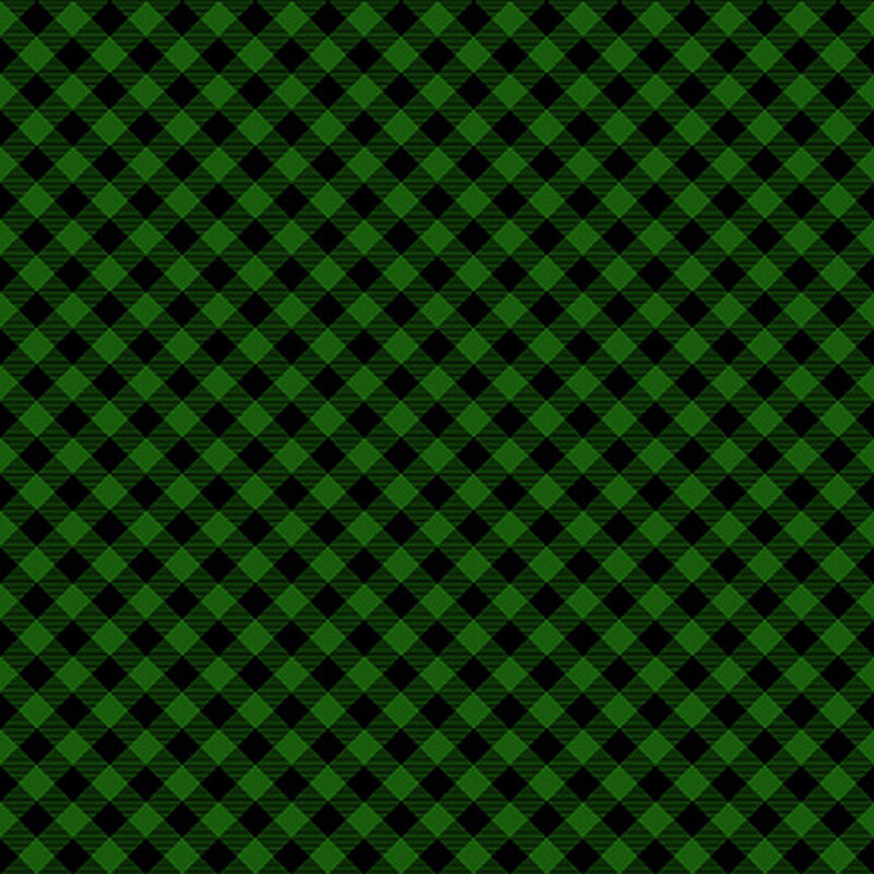 Green and black bias plaid