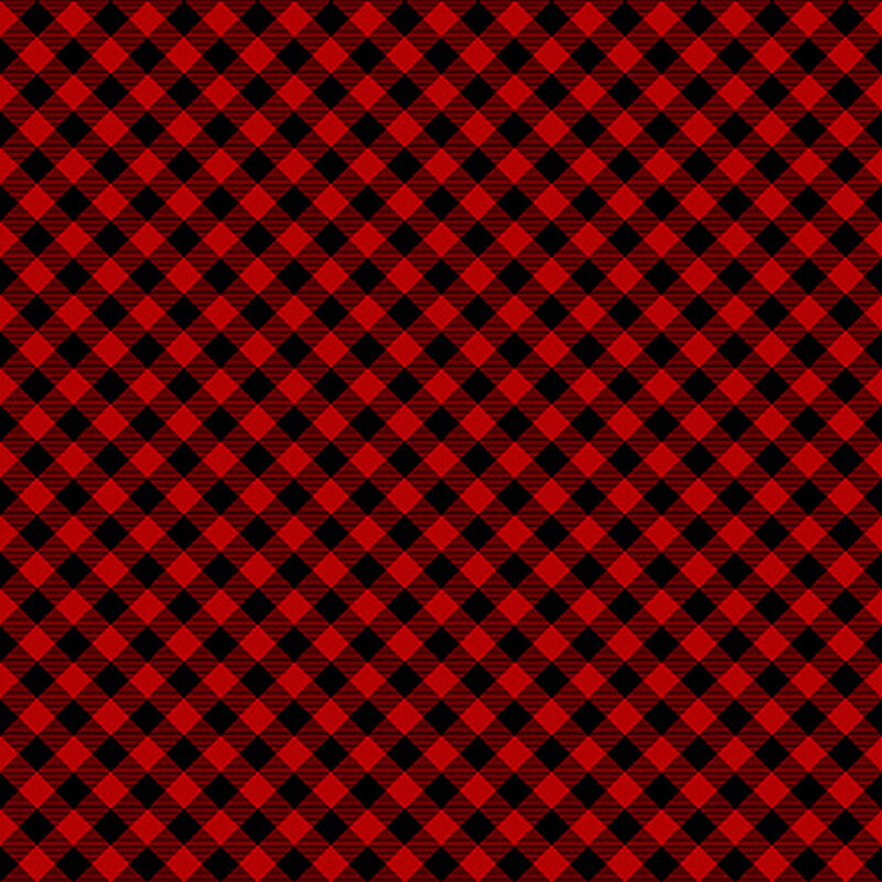 Classic red and black bias plaid fabric