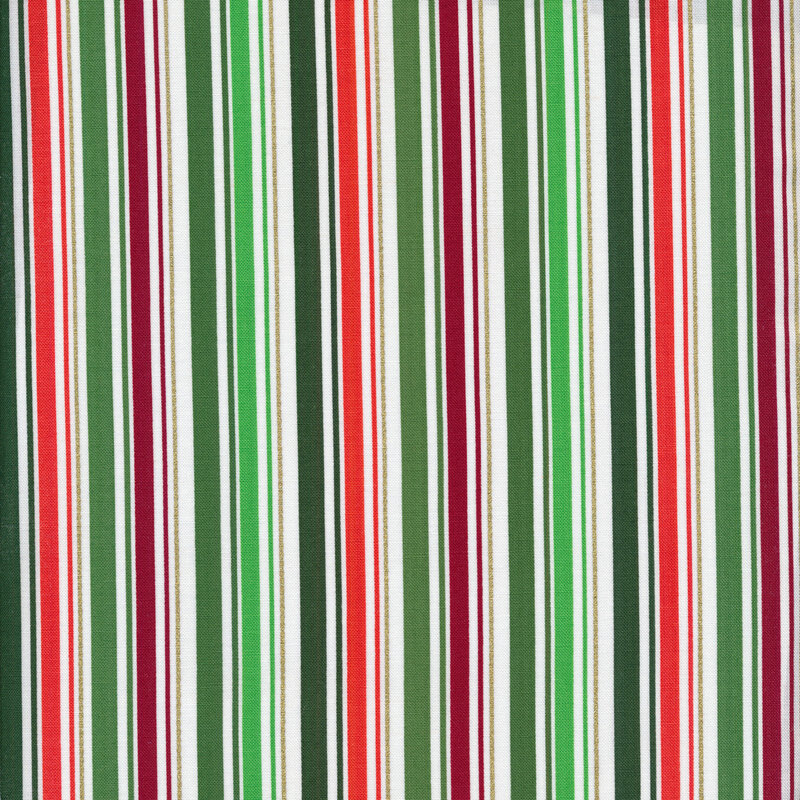 Red, green, and gold striped fabric