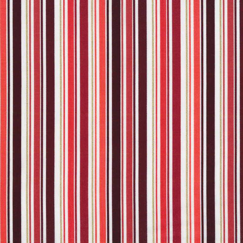 Red, white, and gold striped fabric