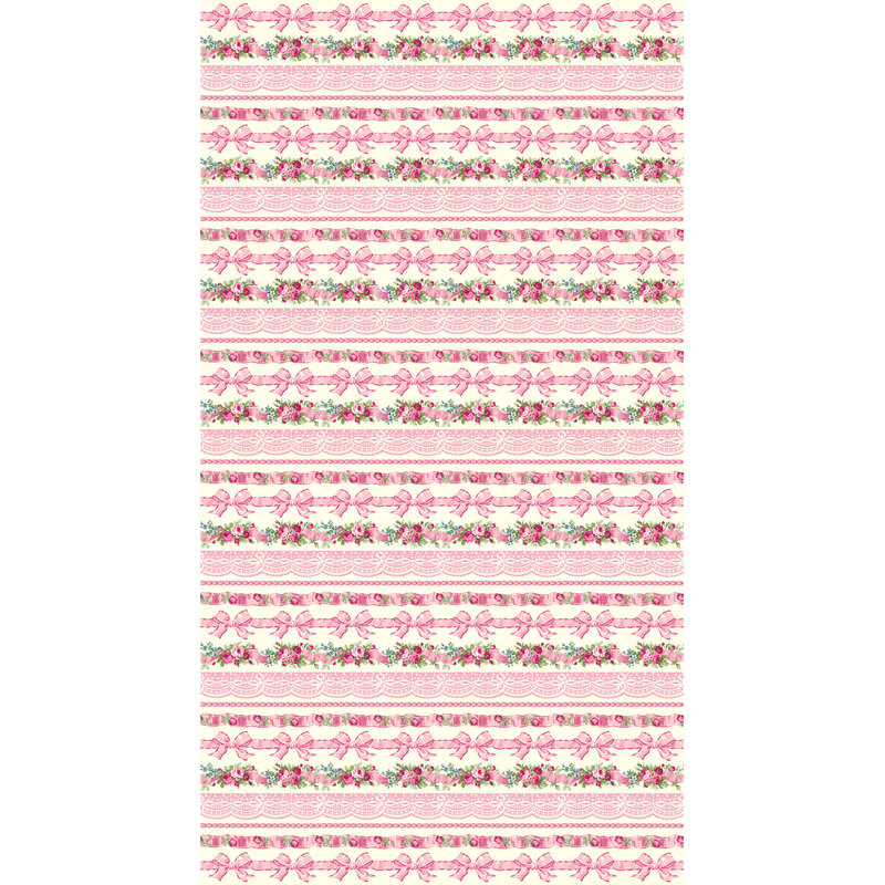 A full repeat of the pink bowtie floral border print