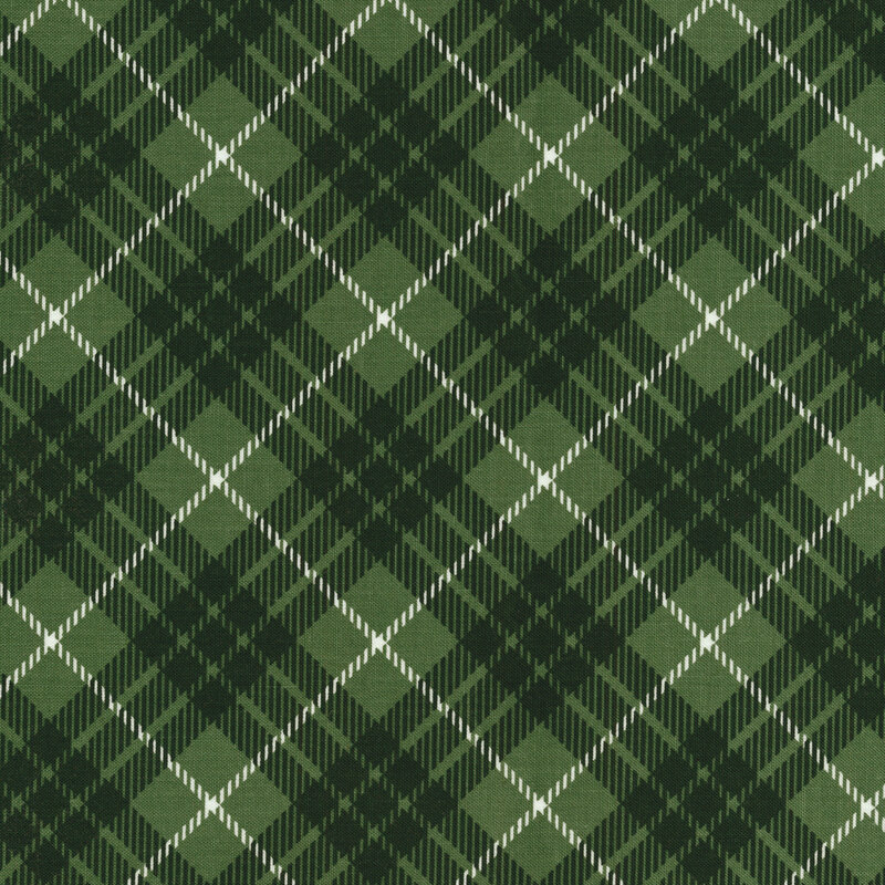 A classic green and white plaid cotton fabric