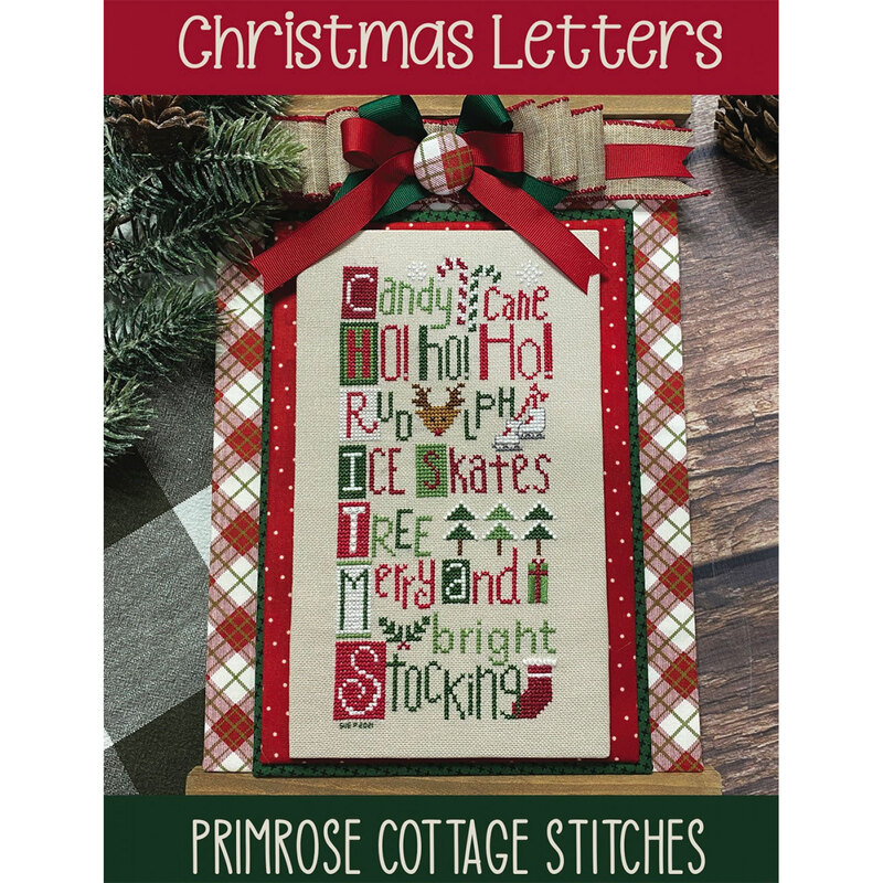 The front of the Christmas Letters pattern showing the finished cross stitch project