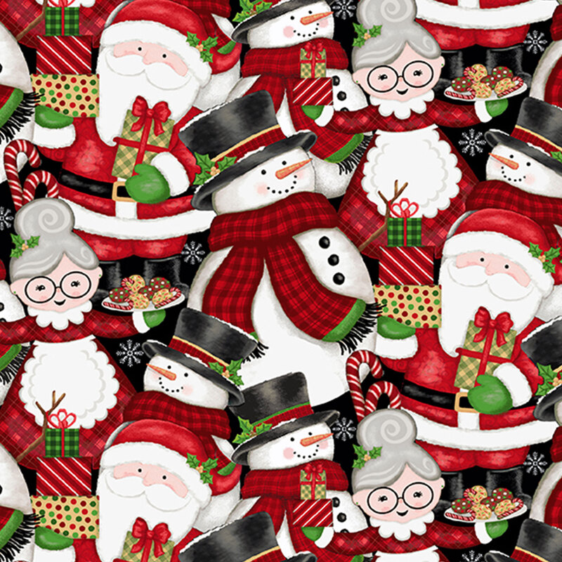 Packed Christmas characters on a black background