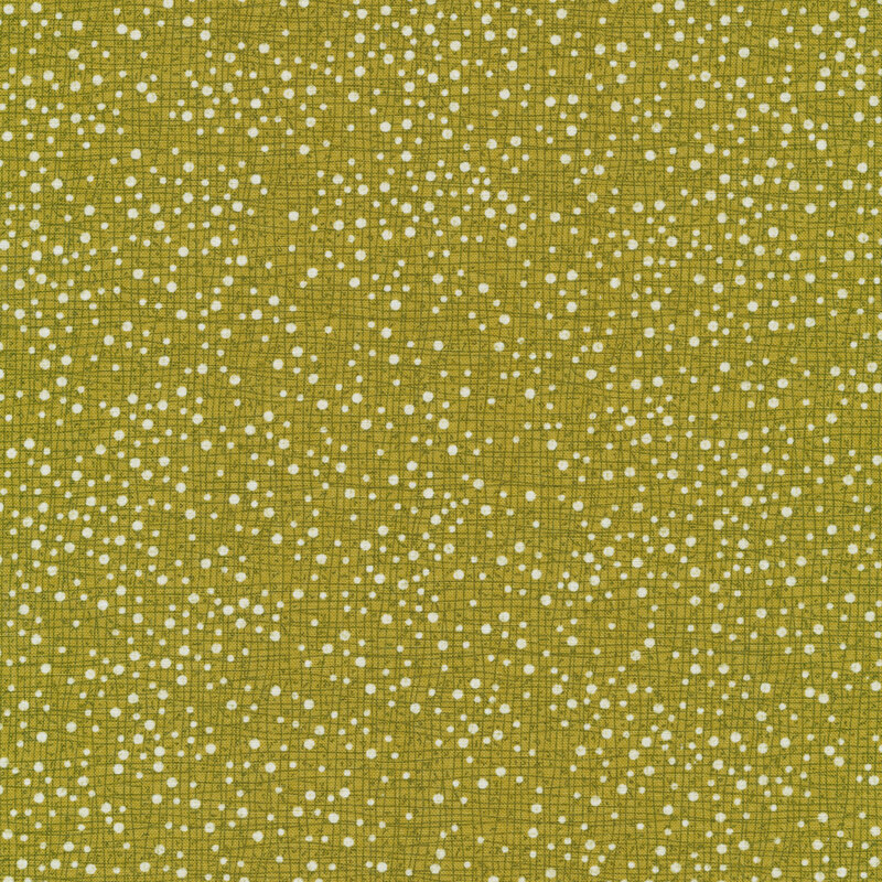 Olive green fabric with a textured background and small light green dots all over