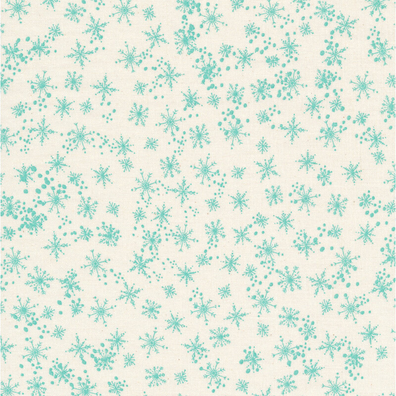 Aqua snowflakes on cream background.