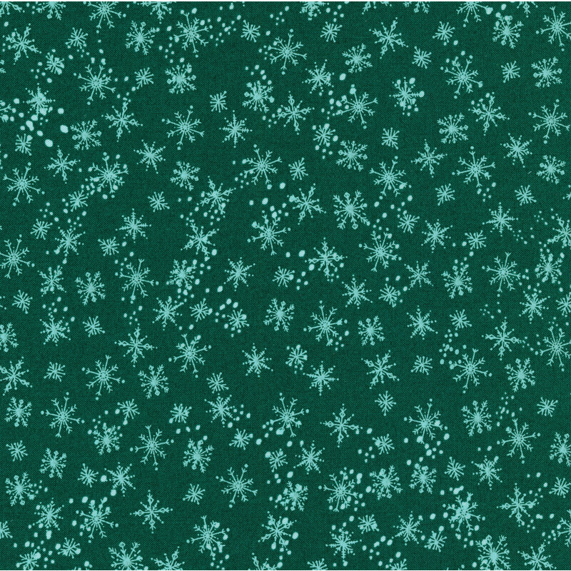 light Teal snowflakes on Dark Teal background.