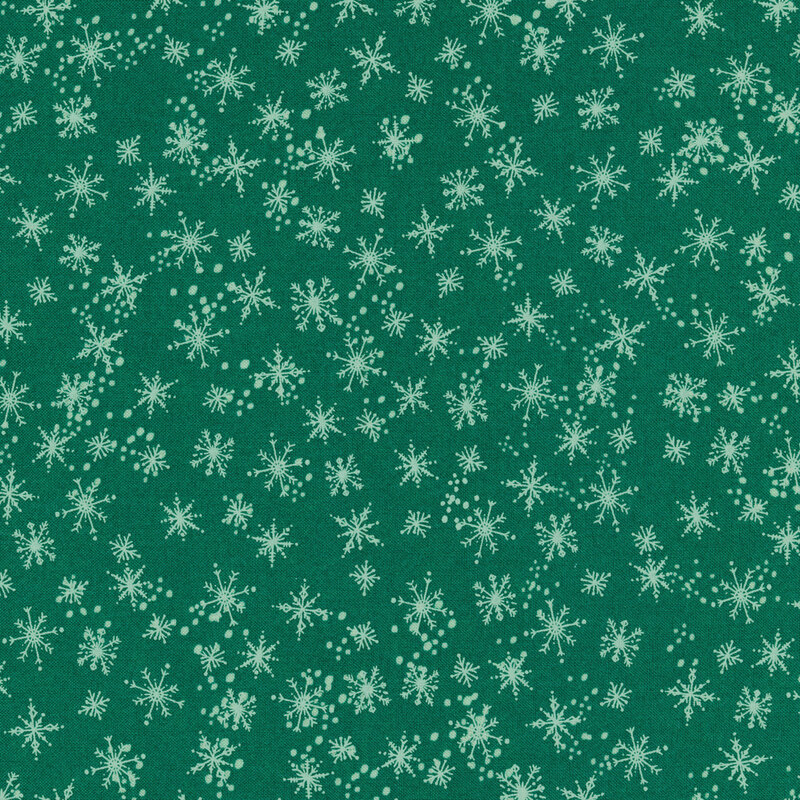 Mint Green snowflakes on Teal green background.