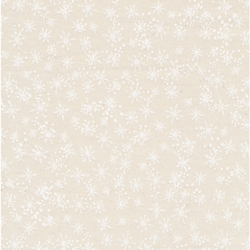 White snowflakes on Cream background.