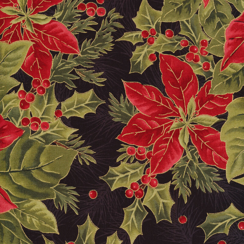 Evergreen Bows MASM10181-J Poinsettia - Metallic by Maywood Studio ...