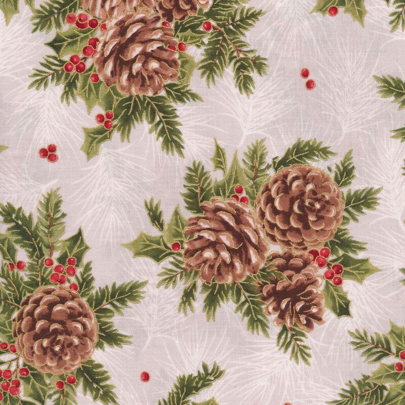 Evergreen Bows MASM10182-K Pinecone - Metallic by Maywood Studio ...