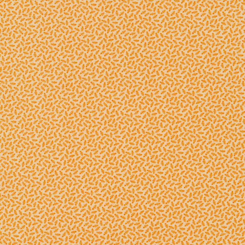 Cream fabric with small orange leaves all over