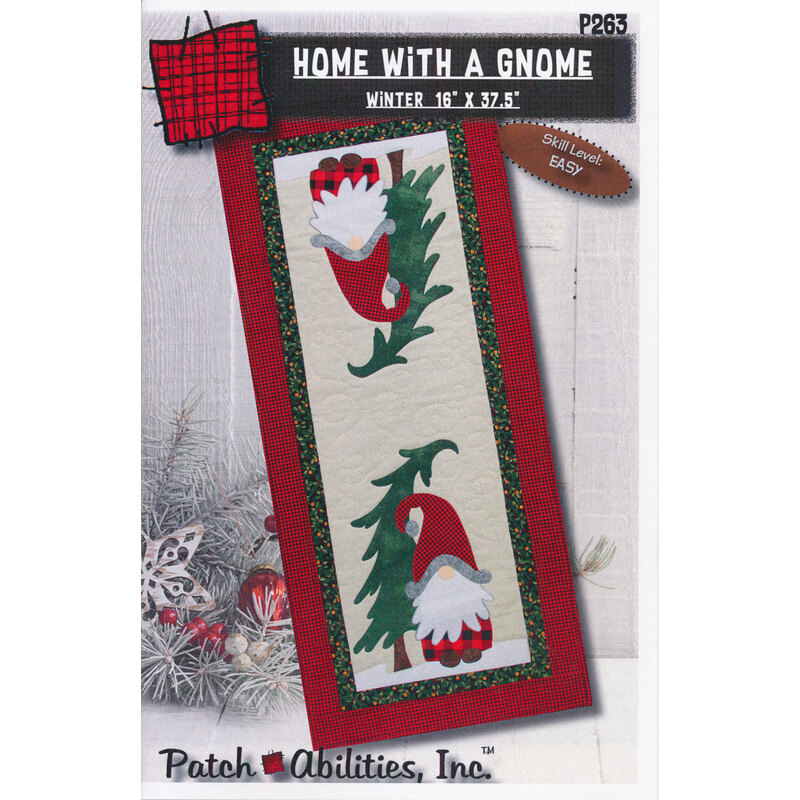 The front of the Home With A Gnome pattern by Patch Abilities, Inch