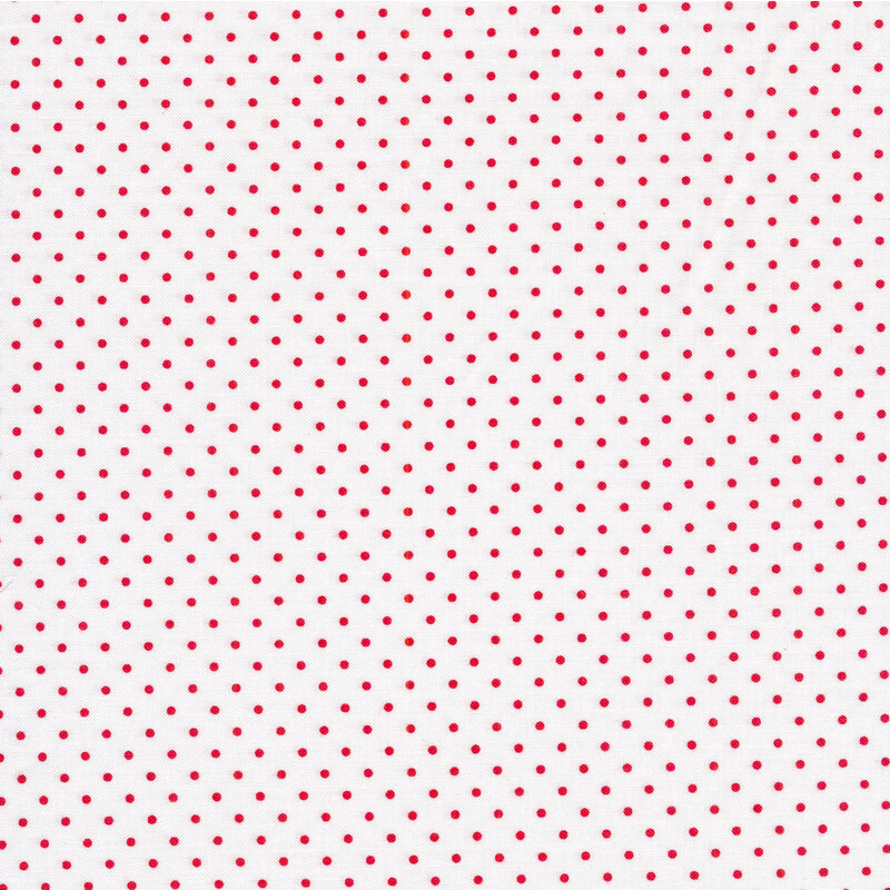 White fabric with small red dots