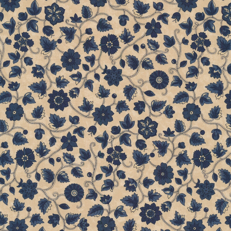 Freedom Road 969021 Tan Blue by Kansas Troubles Quilters from Moda