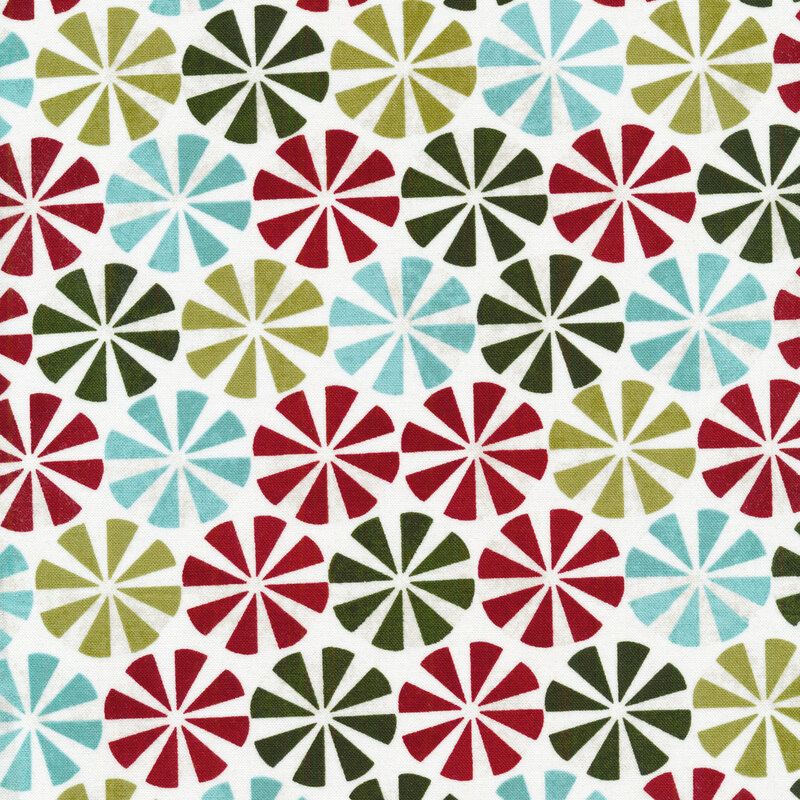 Fabric of multicolor peppermint candies on a white background